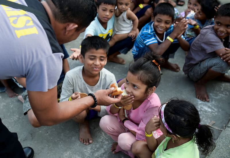 Rohingya Muslims at temporary shelter in Sabang, Aceh