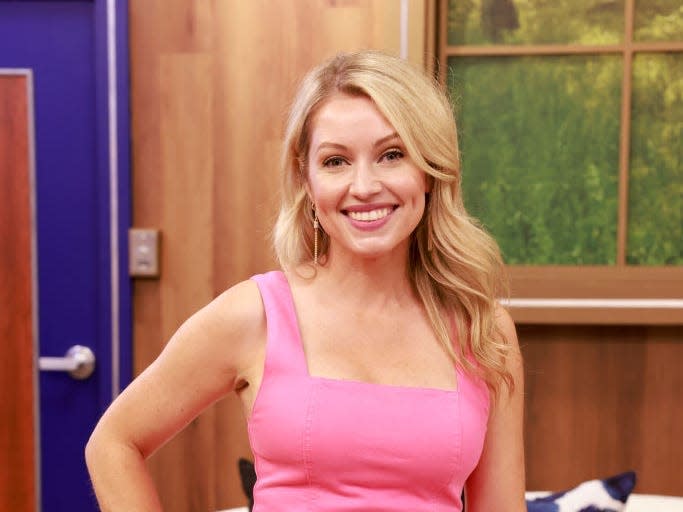 "Big Brother" player Britney (Haynes) Godwin wearing a pink dress and smiling