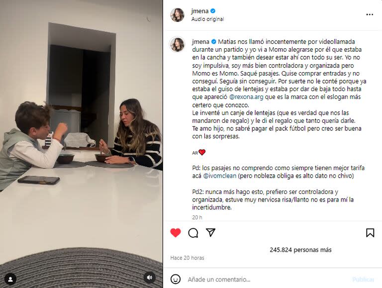 Jimena Barón dio detalles de la sorpresa que le preparó a su hijo (Foto: Instagram @jmena)