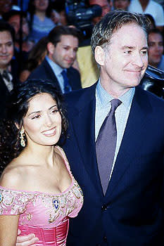 Salma Hayek cozies up to Kevin Kline of " The January Man " fame at the LA premiere for Wild Wild West Photo by Jeff Vespa