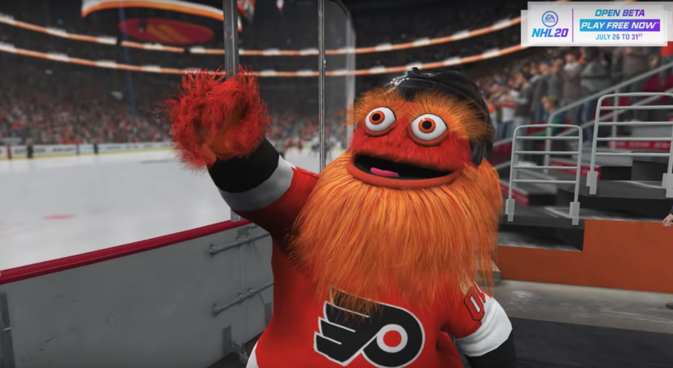 Gritty can be found in EA Sports' NHL 20. (Youtube // EA Sports NHL)