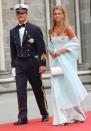 <p>Another day, another royal wedding for Madeleine. The Princess and her brother, Prince Carl Philip, attended the wedding of Princess Martha Louise of Norway. Madeleine wore the <a href="https://www.thecourtjeweller.com/2019/03/the-swedish-aquamarine-bandeau.html" rel="nofollow noopener" target="_blank" data-ylk="slk:Swedish Aquamarine Bandeau tiara;elm:context_link;itc:0;sec:content-canvas" class="link ">Swedish Aquamarine Bandeau tiara</a> for the occasion.</p>