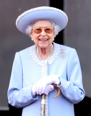 Chris Jackson/Getty Queen Elizabeth wearing pearls in June 2022