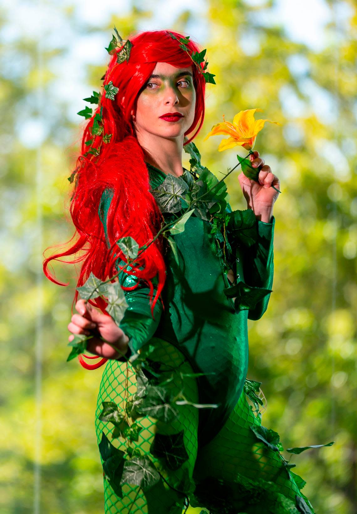 Kristen A. Murphy repurposed a Little Mermaid wig to cosplay Poison Ivy from ‘Batman.’