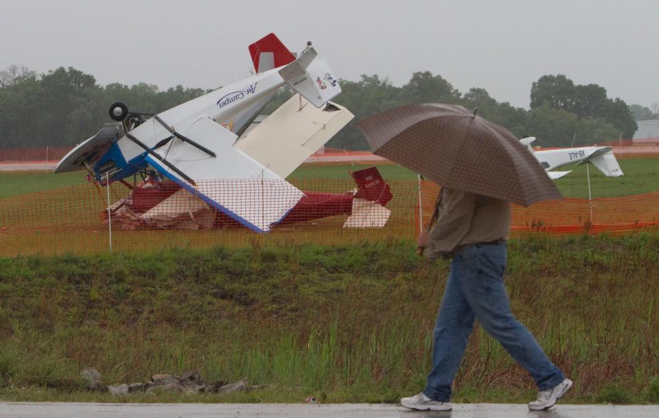 A tornado ripped through Sun 'n Fun in 2011, damaging several aircraft and injuring people.