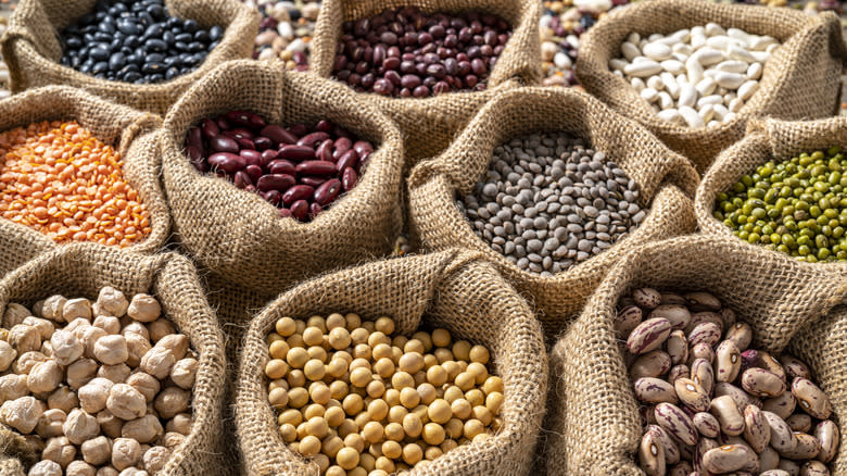 bags of dried beans