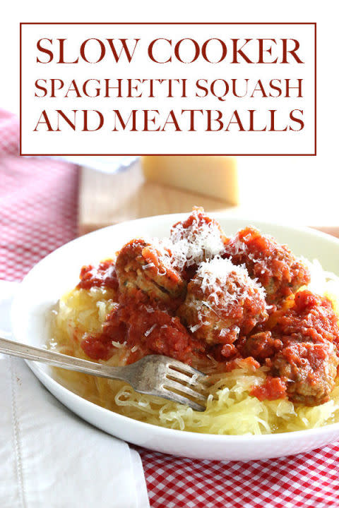 Slow Cooker Spaghetti Squash and Meatballs