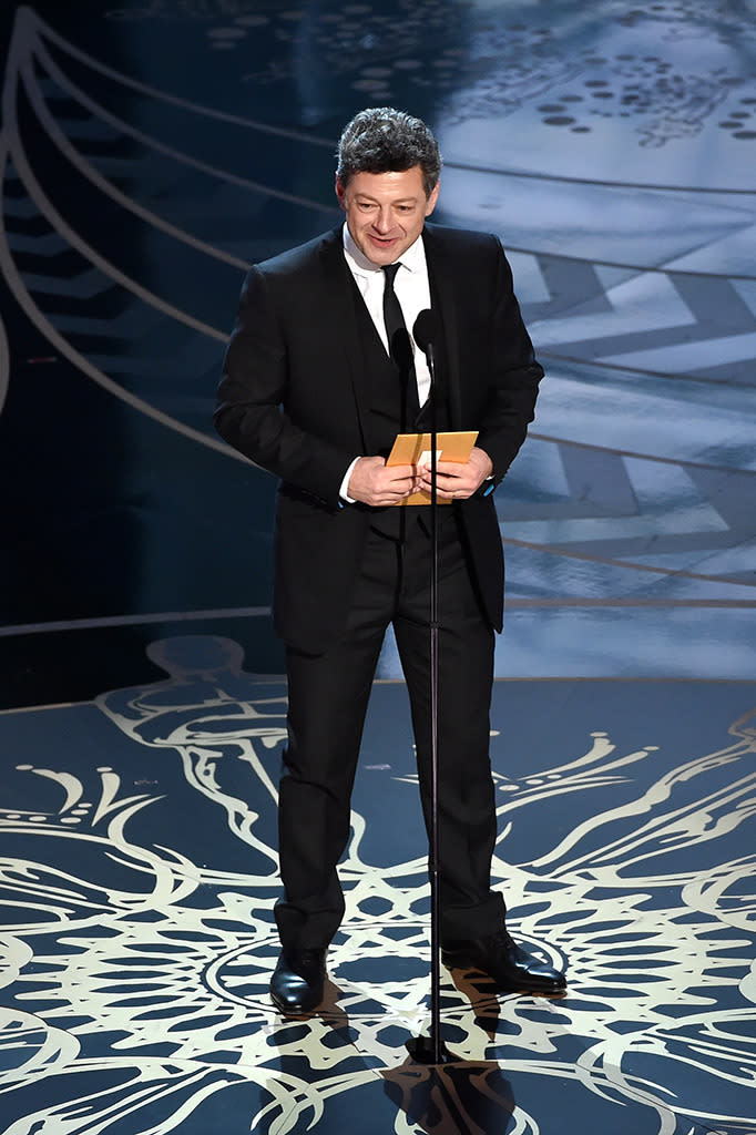 Andy Serkis speaks onstage during the 88th Annual Academy Awards at the Dolby Theatre on February 28, 2016 in Hollywood, California.  