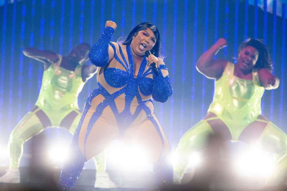 Lizzo performs during her ‘The Special 2our’ show at FedExForum in Memphis, Tenn., on Monday, April 24, 2023. 