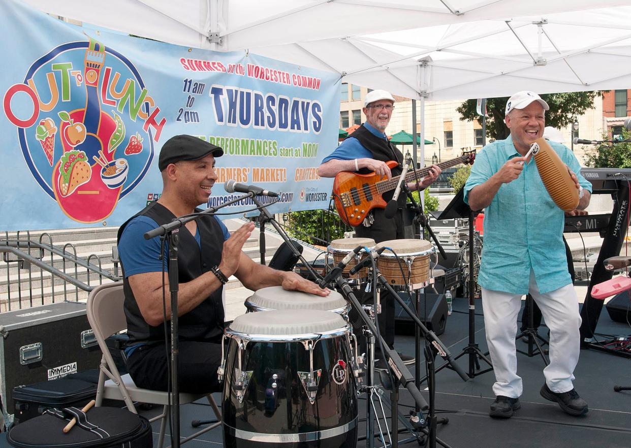 Grupo Fantasia performs at the weekly Out To Lunch concert Thursday, Aug. 15, 2019.