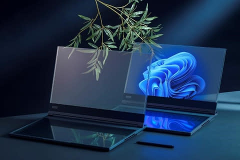 Unveiling the new Lenovo ThinkBook Transparent Display Laptop proof of concept (Graphic: Business Wire)