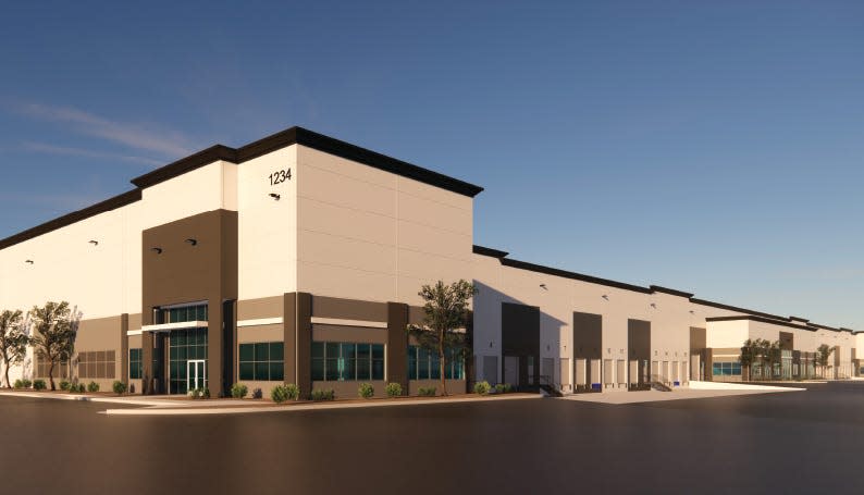 An artist's rendering shows the Queen Creek Commerce Center, which is expected to complete construction this summer.