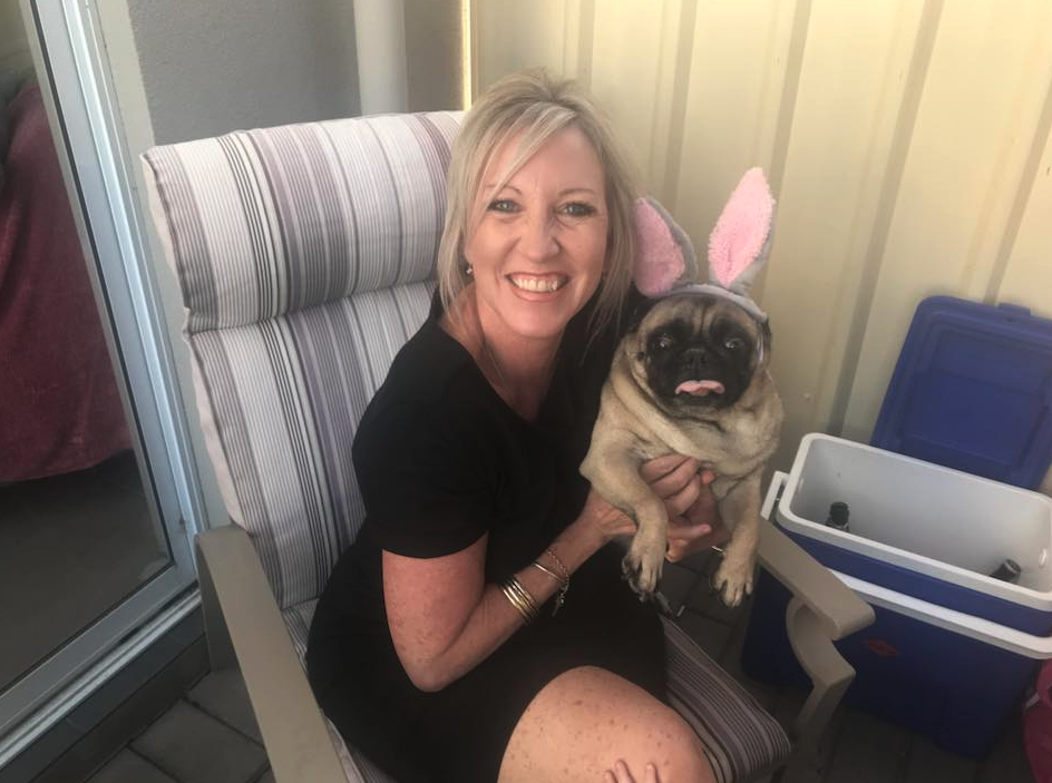 Katrina Wilks and her pug Louis. (Image: Supplied).