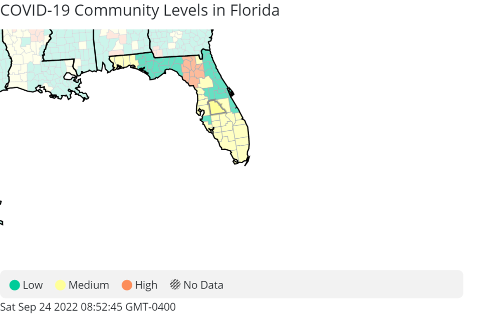 The CDC downgraded Polk's level of community spread for COVID from high to medium this week after the positivity rate fell to 9%.