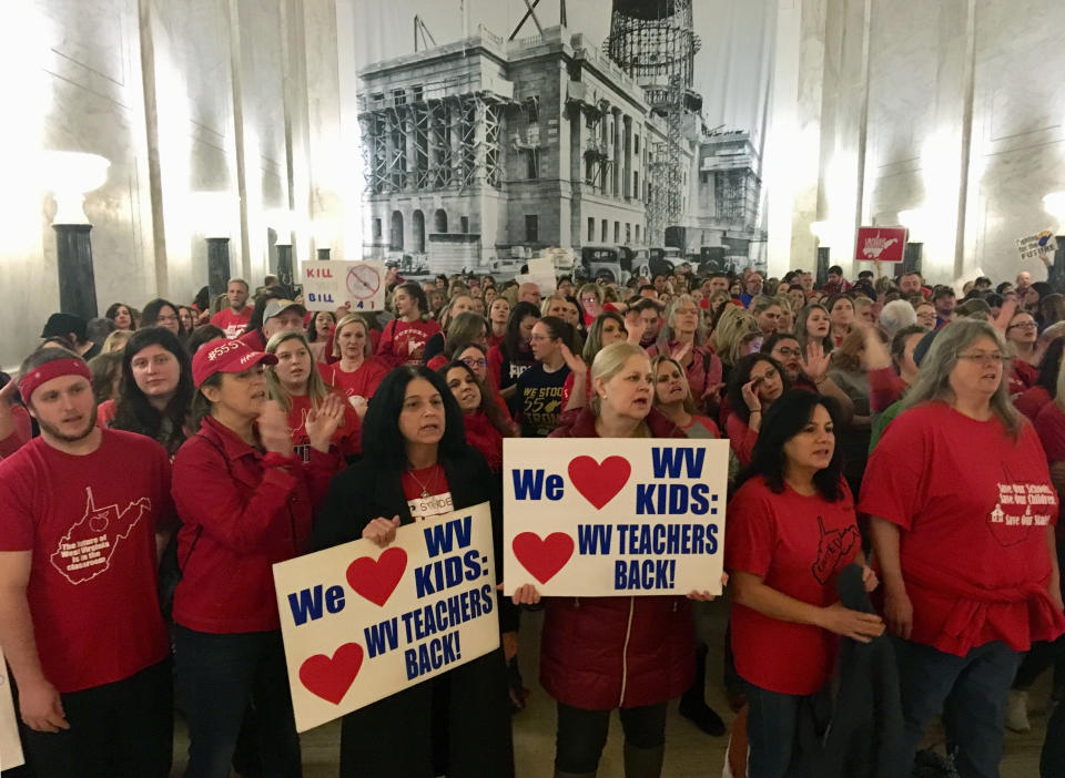 West Virginia teachers went on strike in 2019 to protest an education bill in the state legislature. A year earlier, a prior strike touched off a wave of teacher protests across the country. The activism among the educators has helped fuel progressive efforts to diminish the Republican hold on the state. (Photo: (AP Photo/John Raby))