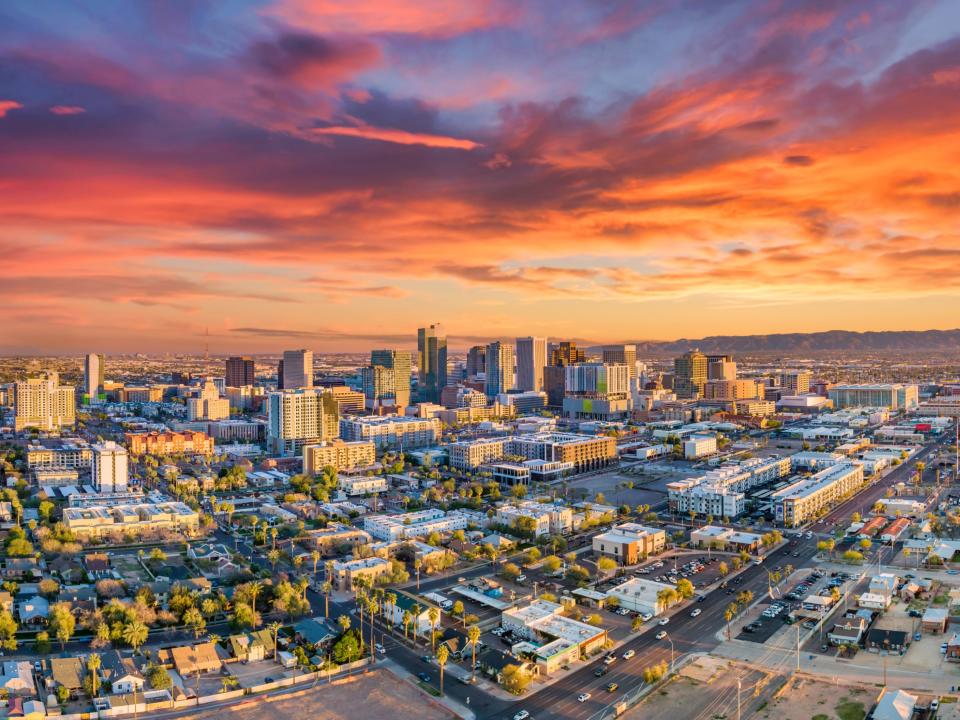 Aerial view of Phoenix, Arizona.