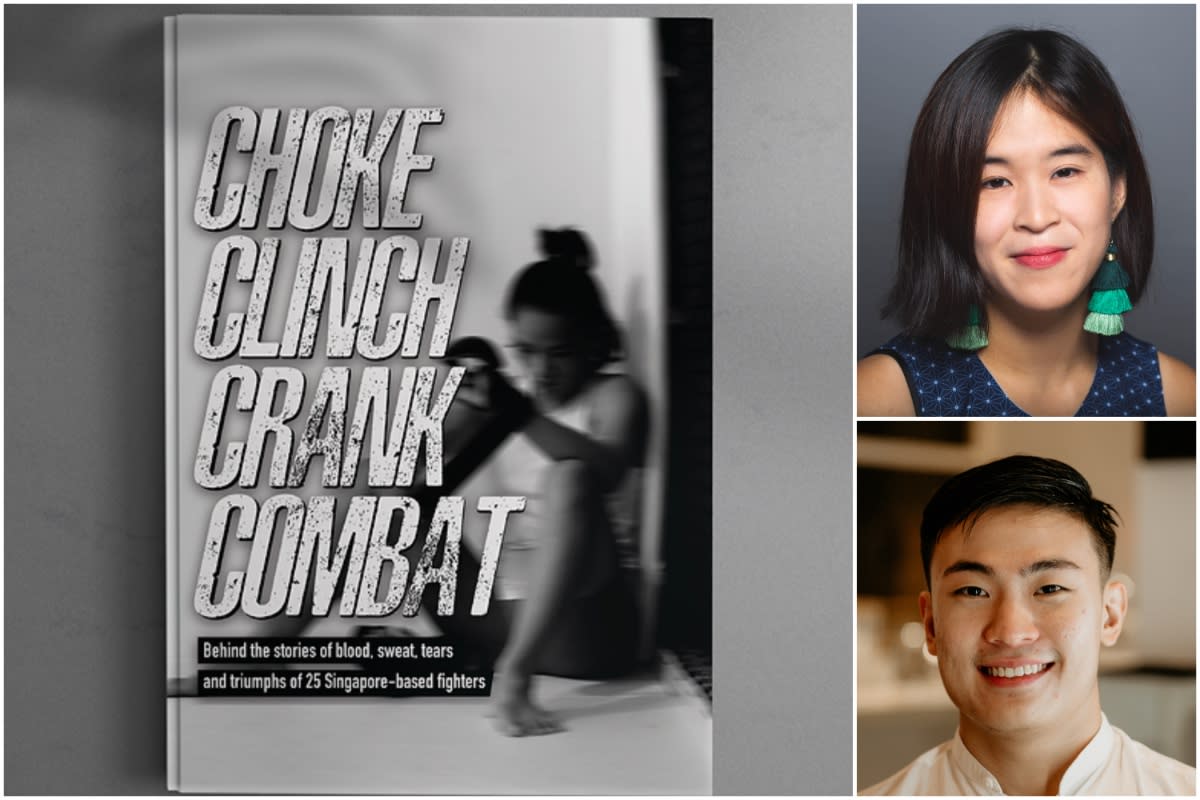 "Choke Clinch Crank Combat", a book about the combat sports community in Singapore, was co-written by Andrea Yew (top right) and Alvin Ang. (PHOTOS: Astrini Alias/Khairul Selamat/Mohammed Raziq/Martyn Lim/Nicholas Damien Goh)