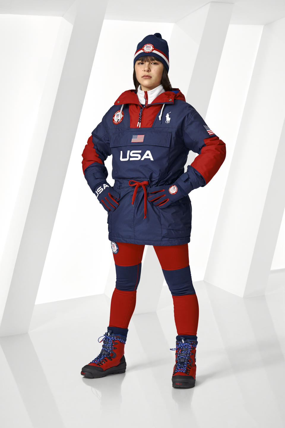 Alysa Liu in the Opening Ceremony Parade Uniforms by Ralph Lauren. - Credit: Courtesy of Opening Ceremony