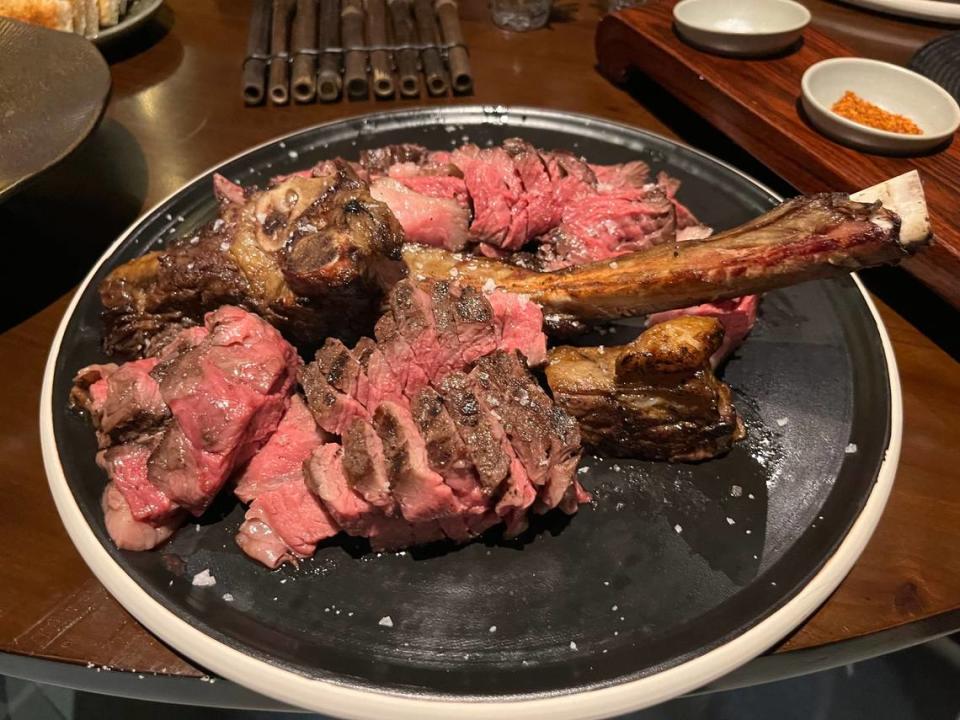 Hestia’s Wagyu Supreme Tomahawk, cut into slices for a tasting.