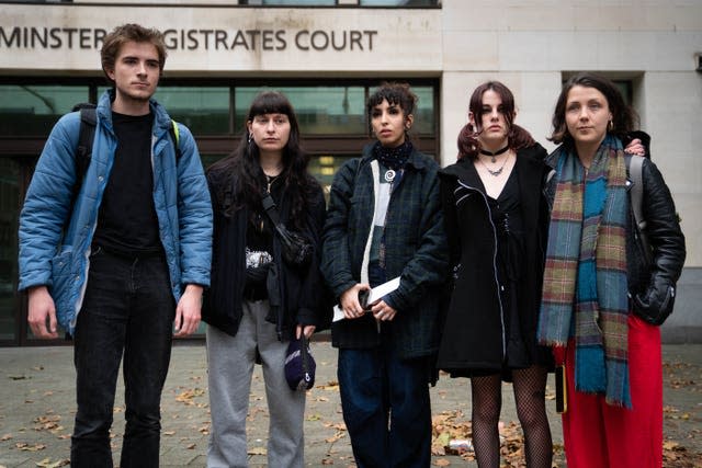 Noah Crane, left to right, Hannah Taylor, Hanan Ameur, Poppy Bliss and Lydia Gribbin 