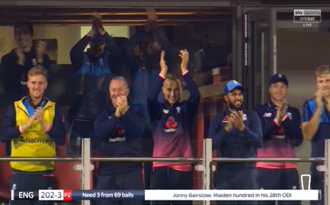 England balcony - Credit: Sky Sports Cricket