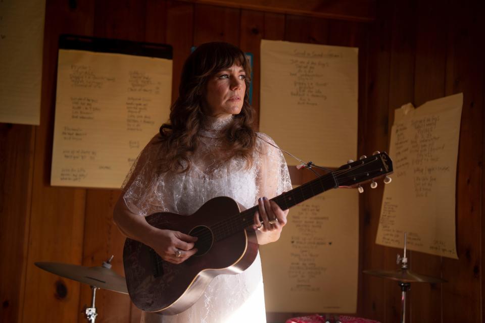 Jenny Lewis plays in the studio at her home in East Nashville. She moved to Nashville from California seven years ago.