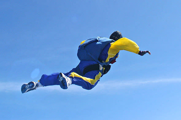 Mandatory Credit: Photo by Leon Schadeberg/REX (442290k) World record mass freefall jump landing at Sanam Luang Royal Ceremonial grounds. The record was made by 672 people. WORLD RECORD SKYDIVE, BANGKOK, THAILAND - 24 JAN 2004  