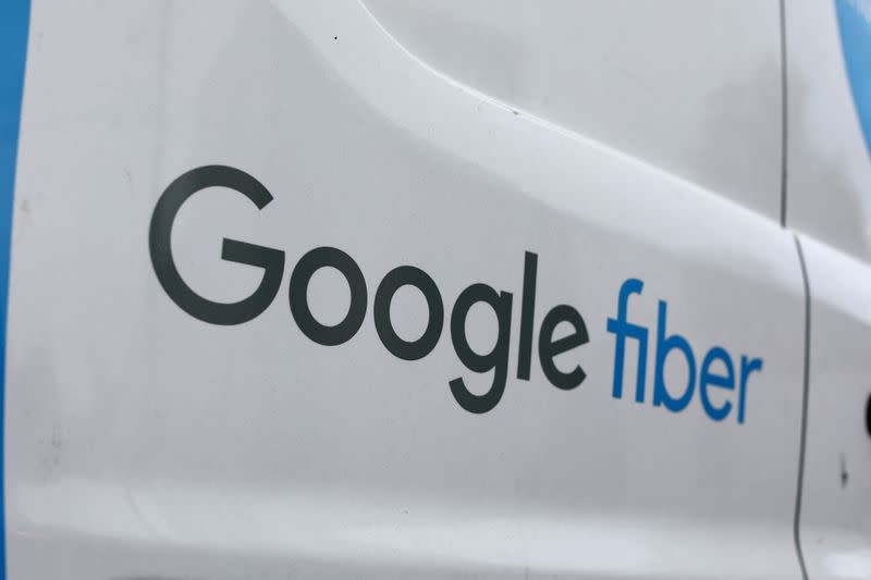 FILE PHOTO: The back of a Google fiber instillation truck is pictures Salt Lake City, Utah