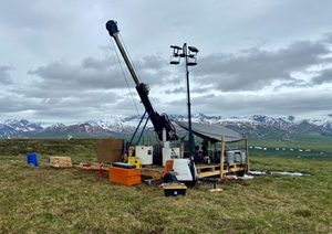 Diamond drill rig on the Nikolai Nickel Project.