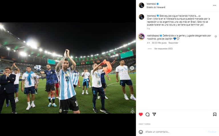 Leo Messi celebró el triunfo ante Brasil