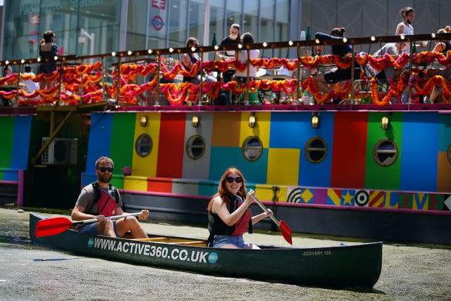 Canoeing on the colourful canal in Paddington Basin 