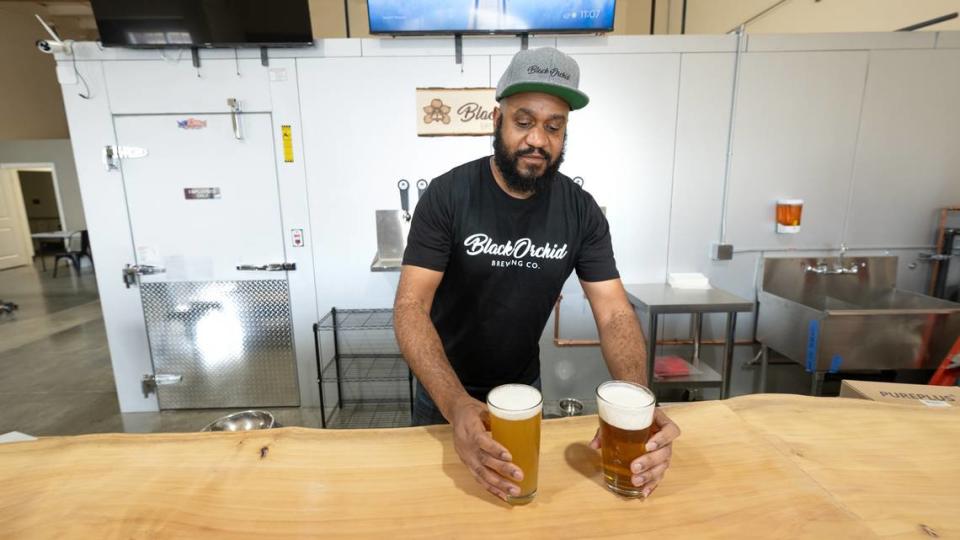 Brewmaster Joffre Roberts is currently brewing small test batches of beer in preparation for the opening of Black Orchid Brewing in Modesto, Calif., Friday, Jan. 12, 2024.