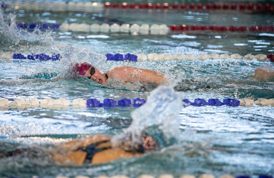 Area schools compete in the District 30-5A Swim Meet on Saturday, Jan. 29, 2022, at CCISD Natatorium in Corpus Christi, Texas. 