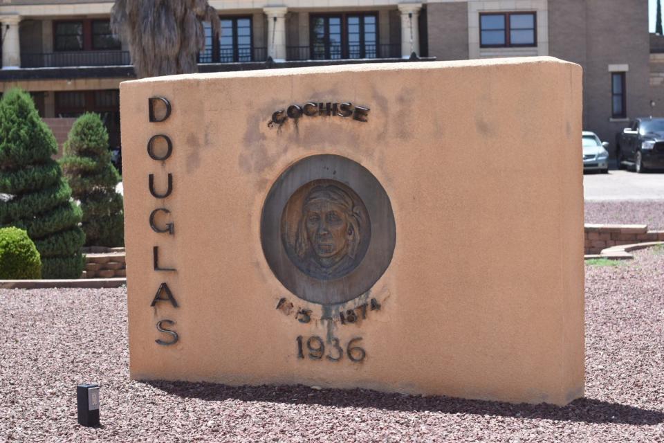 A stone landmark in Douglas, is a small border town in southern Arizona