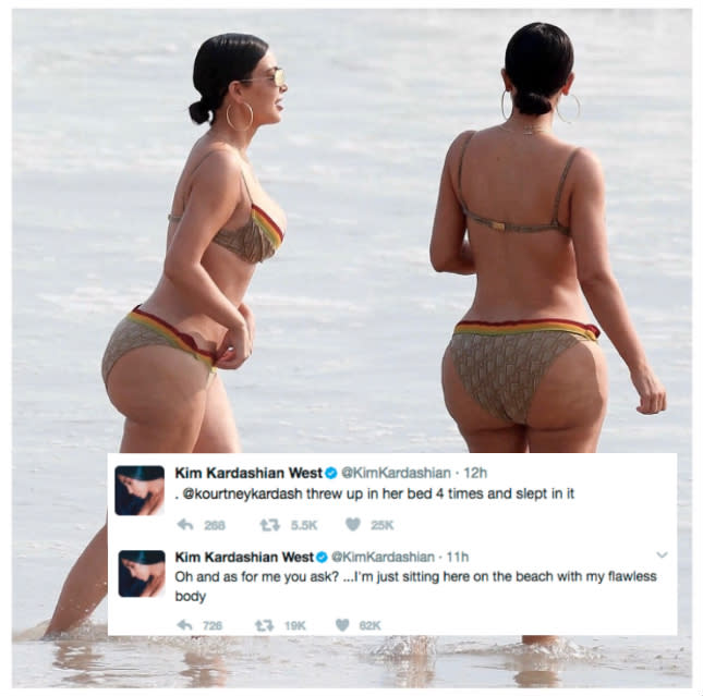 Candid Topless Beach Group - Kim Kardashian shuts down criticism of her latest bikini pics