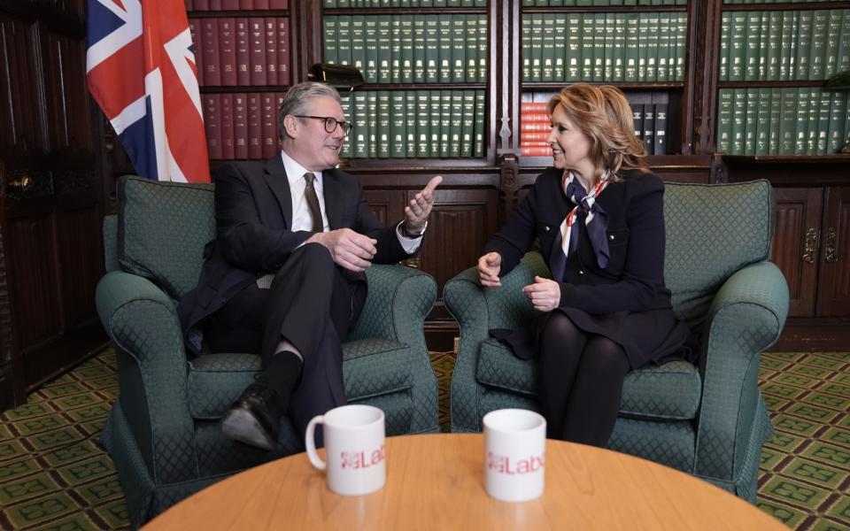 Sir Keir Starmer chats to Natalie Elphicke following her defection to the Labour Party