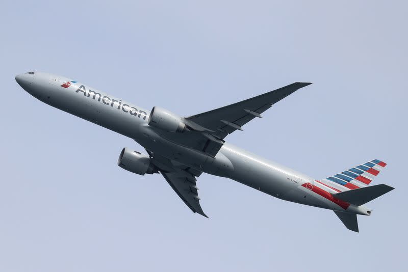 An American Airlines plane takes off from Sydney Airport in Sydney