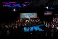 Democratic U.S. presidential candidate Mike Bloomberg delivers a speech during the campaign event "Women for Mike" in the Manhattan borough of New York City