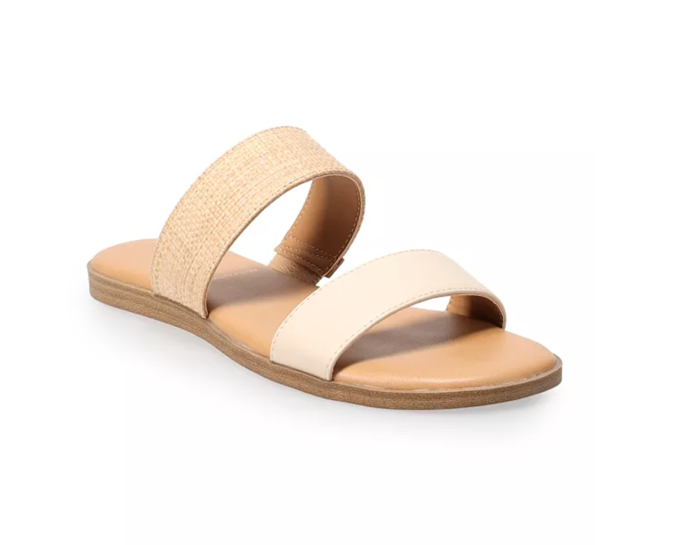 <br><br><strong>LC Lauren Conrad</strong> Sunstone Slide Sandals, $, available at <a href="https://go.skimresources.com/?id=30283X879131&url=https%3A%2F%2Fwww.kohls.com%2Fproduct%2Fprd-5316741%2Flc-lauren-conrad-sunstone-womens-slide-sandals.jsp%3Fcolor%3DNatural" rel="nofollow noopener" target="_blank" data-ylk="slk:Kohl's" class="link ">Kohl's</a>