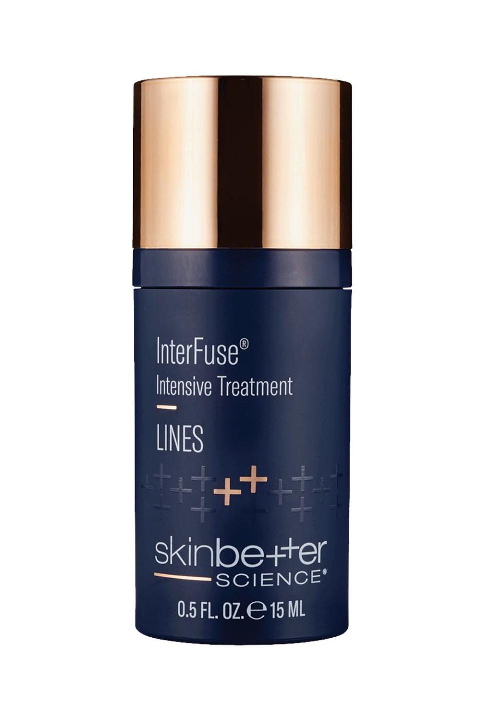 <p><a href="https://store.skinbetter.com/interfuse-intensive-treatment-lines-15-ml" rel="nofollow noopener" target="_blank" data-ylk="slk:Shop Now;elm:context_link;itc:0;sec:content-canvas" class="link ">Shop Now</a></p><p>InterFuse Intensive Treatment Lines</p><p>store.skinbetter.com</p><p>$140.00</p>