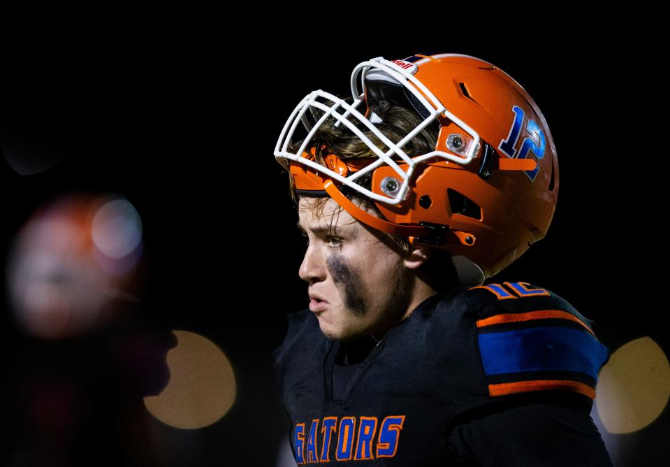 Palm Beach Gardens quarterback Brand Campbell during  game against Palm Beach Central at Palm Beach Gardens, Florida on October 22, 2021. 