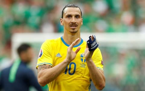 Zlatan Ibrahimovic applauds fans after the Euro 2016 game between Republic of Ireland and Sweden - Credit: Reuters