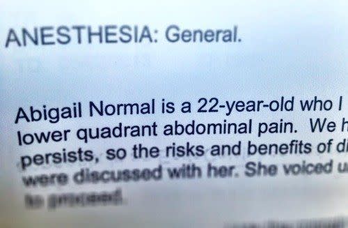Medical errors&nbsp;can be&nbsp;harmless, like when my name was misspelled on my surgical chart.&nbsp;But not always. (Photo: Courtesy Abby Norman)