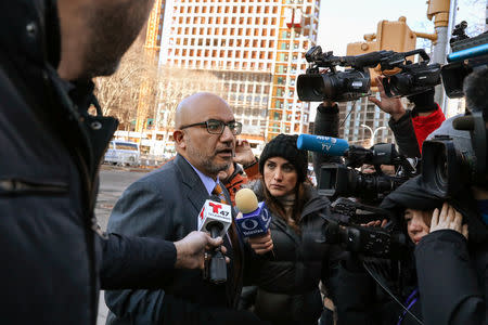 Attorney for Joaquin Guzman, the Mexican drug lord known as "El Chapo", Eduardo Balarezo arrives at the Brooklyn Federal Courthouse, for the trial of Guzman in the Brooklyn borough of New York, U.S., February 6, 2019. REUTERS/Brendan McDermid
