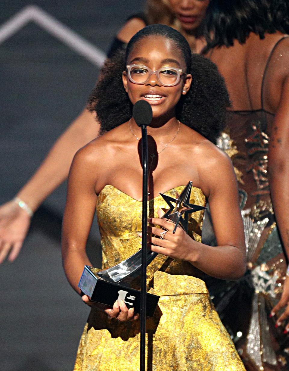 LOS ANGELES, CALIFORNIA - JUNE 23: Marsai Martin accepts the YoungStars Award Award onstage at the 2019 BET Awards on June 23, 2019 in Los Angeles, California. (Photo by Frederick M. Brown/Getty Images for BET) ORG XMIT: 775359764 ORIG FILE ID: 1157864997