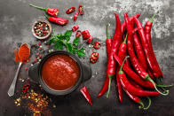 <p>Chili sauce, brown sauce and BBQ sauce have a longer shelf life and can be kept refrigerated for six months. </p>