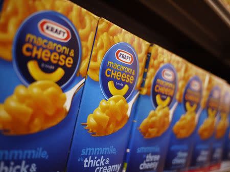 Kraft macaroni and cheese products are seen on the shelf at a grocery store in Washington, in this file photo taken May 3, 2012. REUTERS/Jonathan Ernst/Files