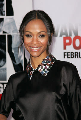 Zoe Saldana at the New York City premiere of Columbia Pictures' Vantage Point