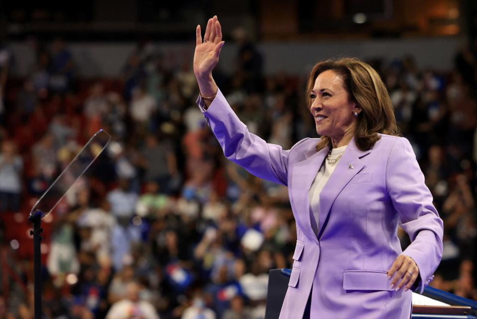 Democratic presidential nominee Kamala Harris campaigns in Las Vegas on Aug. 10, 2024.