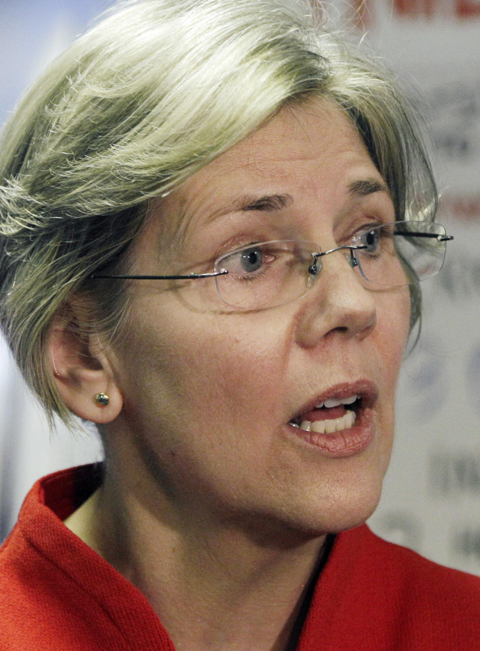 FILE - In this Feb. 27, 2012 file photo, Democrat Elizabeth Warren, who is seeking the U.S. Senate seat held by Republican Scott Brown, speaks during a news conference at her campaign headquarters in Somerville, Mass. Warren is tapping the wallets of lawyers, academics, union members and filmmakers, while Brown is relying heavily on donations from the financial and health care sectors, as they raise funds for what could be the costliest Senate race in Massachusetts’s history. (AP Photo/Elise Amendola, File)